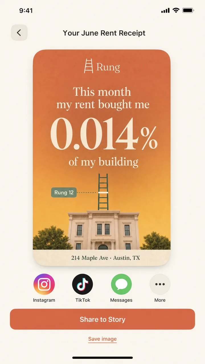 Shareable monthly Rent Receipt card